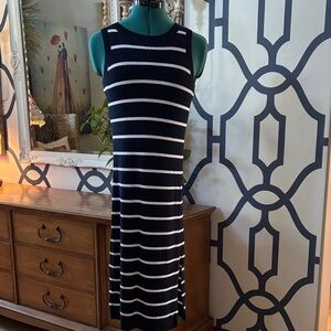 Sleeveless Banana Republic  Navy and White Striped Dress